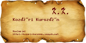 Kozári Kurszán névjegykártya